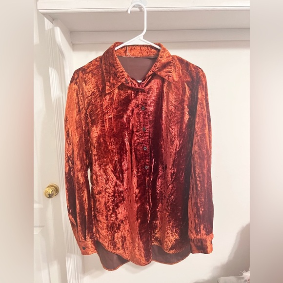 Vintage Rustic Orange Button Down Crash Blouse - Picture 1 of 6
